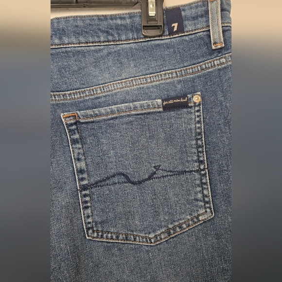 7for All Man Kind Dark Blue Denim Shorts - Picture 5 of 6